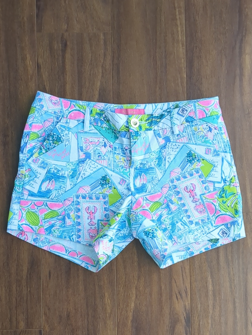 Lilly Pulitzer Size 4 Callahan Stretch Shorts In Wish Your Were Here Print